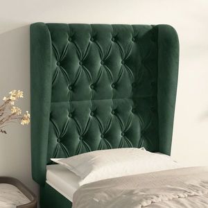 vidaXL Tăblie pat cu aripioare verde închis 83x23x118/128 cm catifea imagine