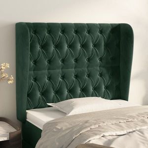 vidaXL Tăblie pat cu aripioare verde închis 93x23x118/128 cm catifea imagine