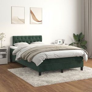 vidaXL Pat box spring cu saltea, verde închis, 120x200 cm, catifea imagine