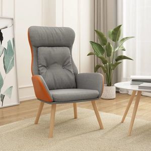 vidaXL Scaun de relaxare, gri deschis, textil și PVC imagine