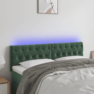 vidaXL Tăblie de pat cu LED, verde închis, 160x7x78/88 cm, catifea imagine