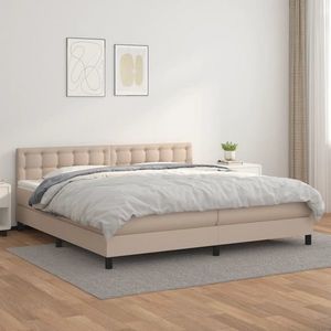 vidaXL Pat continental cu saltea, cappuccino, 200x200 cm, piele eco imagine