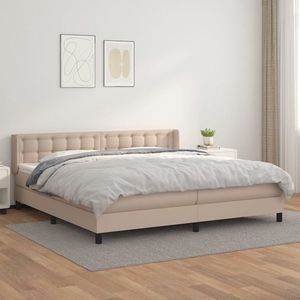 vidaXL Pat continental cu saltea, cappuccino, 200x200 cm, piele eco imagine