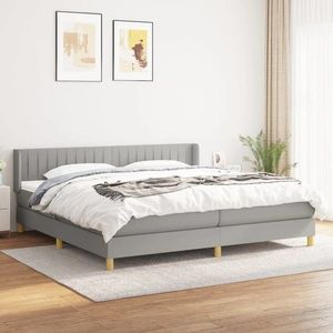 vidaXL Pat box spring cu saltea, gri deschis, 200x200 cm, textil imagine