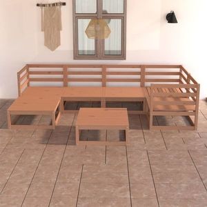 set mobilier exterior lemn, 7 piese, maro imagine