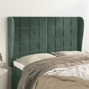 vidaXL Tăblie pat cu aripioare verde închis 147x23x118/128 cm catifea imagine