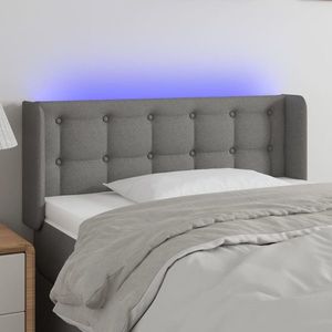 vidaXL Tăblie de pat cu LED, gri închis, 83x16x78/88 cm, textil imagine