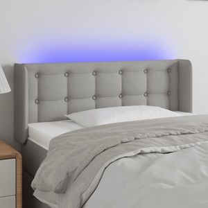 vidaXL Tăblie de pat cu LED, gri deschis, 83x16x78/88 cm, textil imagine