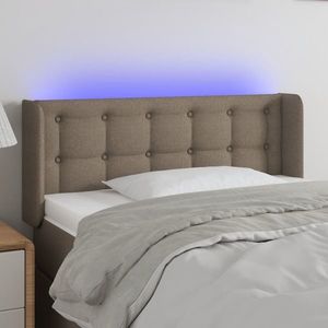 vidaXL Tăblie de pat cu LED, gri taupe, 83x16x78/88 cm, textil imagine