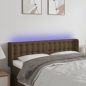 vidaXL Tăblie de pat cu LED, maro închis, 147x16x78/88 cm, textil imagine