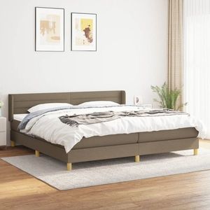 vidaXL Pat box spring cu saltea, gri taupe, 200x200 cm, textil imagine