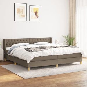 vidaXL Pat box spring cu saltea, gri taupe, 200x200 cm, textil imagine