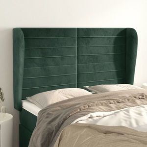 vidaXL Tăblie pat cu aripioare verde închis 147x23x118/128 cm catifea imagine