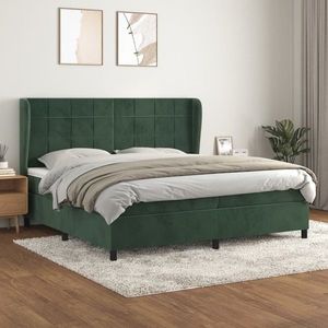 vidaXL Pat box spring cu saltea, verde închis, 200x200 cm, catifea imagine