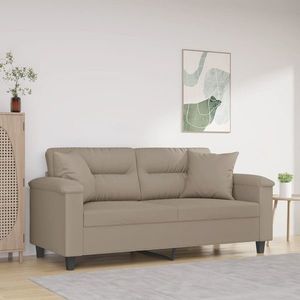 vidaXL Canapea cu 2 locuri, cu perne, gri taupe, 140 cm, microfibră imagine