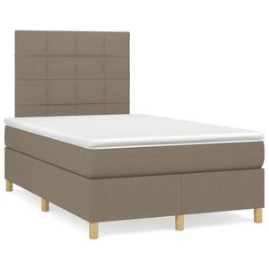 vidaXL Pat box spring cu saltea, taupe, 120x190 cm material textil imagine