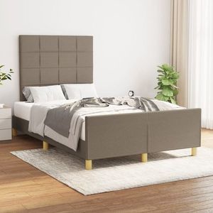 vidaXL Cadru de pat fără saltea Taupe 120x190 cm țesătură imagine