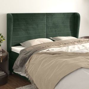 vidaXL Tăblie pat cu aripioare verde închis 183x23x118/128 cm catifea imagine