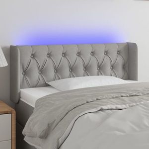 vidaXL Tăblie de pat cu LED, gri deschis, 103x16x78/88 cm, textil imagine