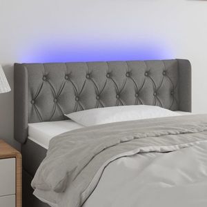 vidaXL Tăblie de pat cu LED, gri închis, 103x16x78/88 cm, textil imagine