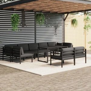 vidaXL Set mobilier relaxare grădină 10 piese perne aluminiu antracit imagine