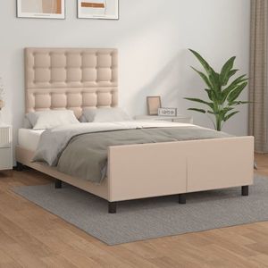 vidaXL Cadru de pat fără saltea cappuccino 120x190cm piele artificială imagine