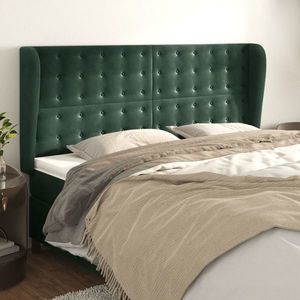 vidaXL Tăblie pat cu aripioare verde închis 203x23x118/128cm catifea imagine