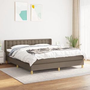 vidaXL Pat box spring cu saltea, gri taupe, 160x200 cm material textil imagine