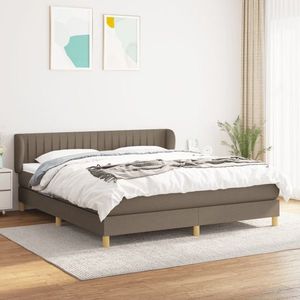 vidaXL Pat box spring cu saltea, gri taupe, 160x200 cm material textil imagine