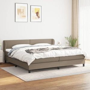 vidaXL Pat box spring cu saltea, gri taupe, 200x200 cm, textil imagine