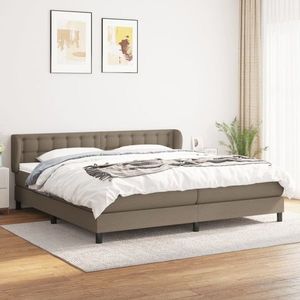 vidaXL Pat box spring cu saltea, gri taupe, 200x200 cm, textil imagine