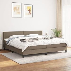 vidaXL Pat box spring cu saltea, gri taupe, 200x200 cm, textil imagine