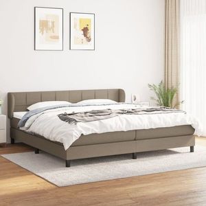 vidaXL Pat box spring cu saltea, gri taupe, 200x200 cm, textil imagine