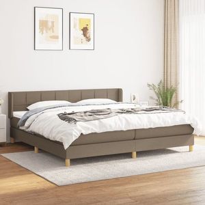 vidaXL Pat box spring cu saltea, gri taupe, 200x200 cm, textil imagine