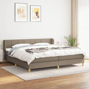 vidaXL Pat box spring cu saltea, gri taupe, 200x200 cm, textil imagine