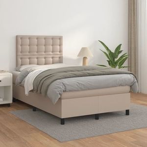 vidaXL Pat box spring cu saltea, cappuccino, 120x200cm piele ecologică imagine