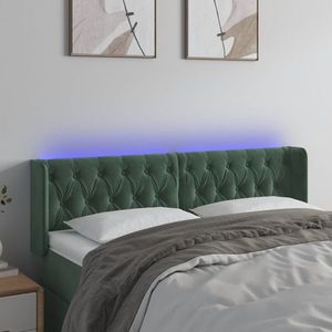 vidaXL Tăblie de pat cu LED, verde închis, 147x16x78/88 cm, catifea imagine