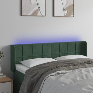 vidaXL Tăblie de pat cu LED, verde închis, 147x16x78/88 cm, catifea imagine