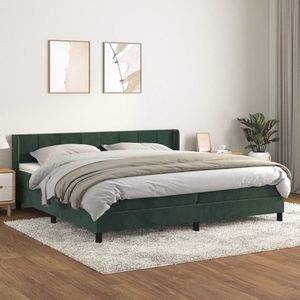 vidaXL Pat box spring cu saltea, verde închis, 200x200 cm, catifea imagine