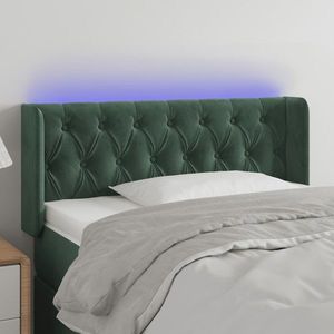 vidaXL Tăblie de pat cu LED, verde închis, 103x16x78/88 cm, catifea imagine