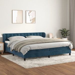 vidaXL Pat box spring cu saltea, albastru închis, 200x200 cm, catifea imagine