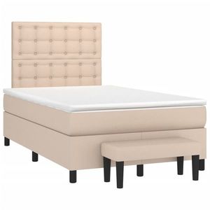 vidaXL Pat box spring cu saltea, cappuccino, 120x190cm piele ecologică imagine