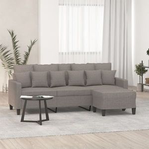 vidaXL Canapea cu 3 locuri și taburet, taupe, 180 cm, material textil imagine