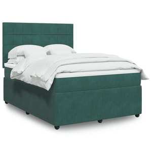 vidaXL Pat box spring cu saltea, verde închis, 160x200 cm, catifea imagine