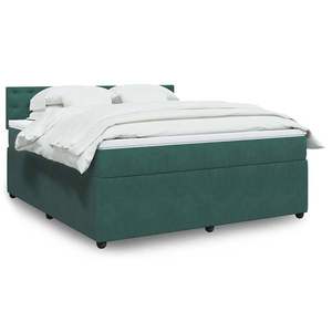 vidaXL Pat box spring cu saltea, verde închis, 180x200 cm, catifea imagine