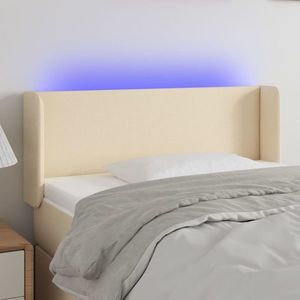 vidaXL Tăblie de pat cu LED, crem, 103x16x78/88 cm, textil imagine