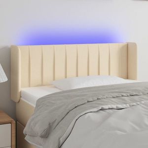 vidaXL Tăblie de pat cu LED, crem, 93x16x78/88 cm, textil imagine