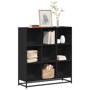 vidaXL Bibliotecă, negru, 97, 5x33x107, 5 cm, lemn prelucrat și metal imagine