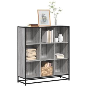 vidaXL Bibliotecă, gri sonoma, 97, 5x33x107, 5 cm, lemn prelucrat/metal imagine