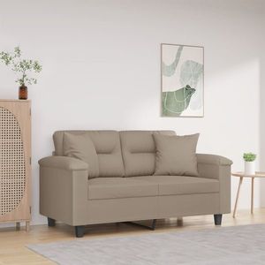 vidaXL Canapea cu 2 locuri, cu perne, gri taupe, 120 cm, microfibră imagine